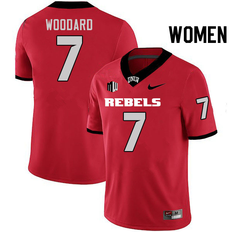 Women #7 Jackson Woodard UNLV Rebels College Football Jerseys Stitched-Scarlet